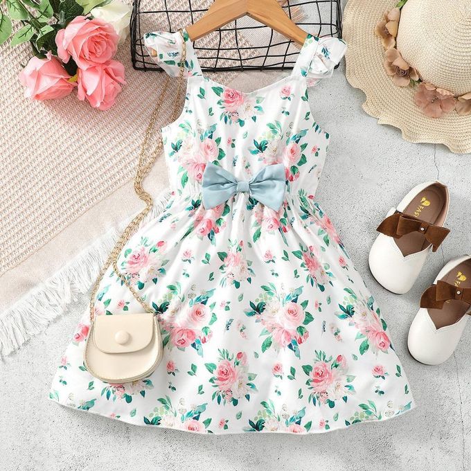 Catpapa 4-7 Years Kid Girl Floral Ruffle Sleeveless Summer Dress
