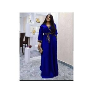 Lydiaz Maxi Free Dress With Animal Print Belt - Royal Blue